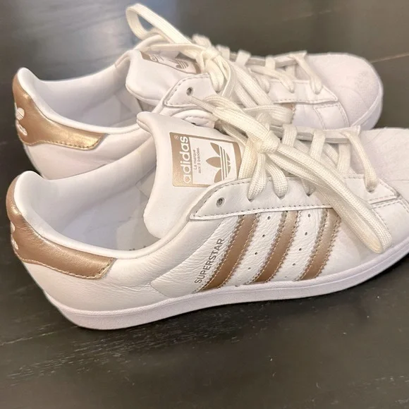 Adidas superstar shell toe white gold stripes size 7 - Picture 2 of 10